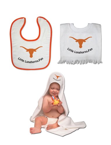 Texas Longhorns TEAM TODDLER SET - Hooded towel, Pullover Bib & Snap Bib with Color trim