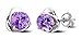 YH Women's Sterling Silver Heart Shape Stud Erarings Purple One Size