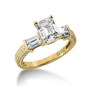 1.10 Ct Diamond Engagement Ring Emerald Cut Solitaire Antique Style SI3 H