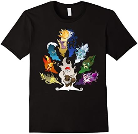 Men's Eeveelution Tree Pokem-on T-shirts Small Black