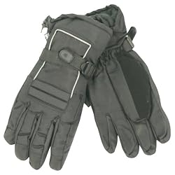 Men's "Moguls" Thinsulate Lined / Waterproof Padded Ski Gloves - Black, Large