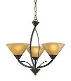 Elk 7645/3 3-Light Chandelier In Aged Bronze And Tea Swirl Glass