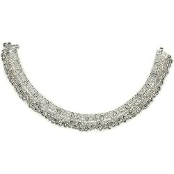 Gift for Girls Sterling Silver Anklet Pair Handmade Foot Jewelry 10 inches (sanklt034)