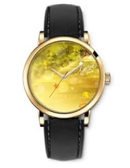 SPRAWL Aanalog Fashion Series Gold Ladies Watches of Genuine Black Leather Strap,Unique Wrist Watch for Women Girls Designed with Love on the road