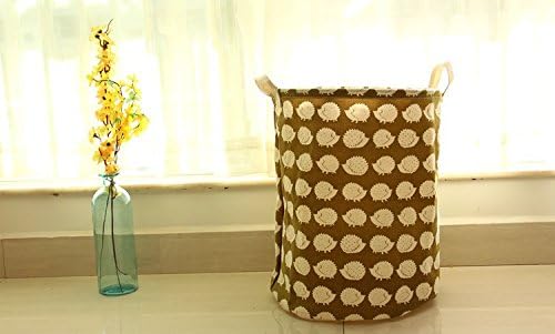 Cotton Linen Tree Pole Bear Hedgehog with Handle Crown Linen Zakka Vintage Storage Laundry Basket Fold Bin 35x45cm