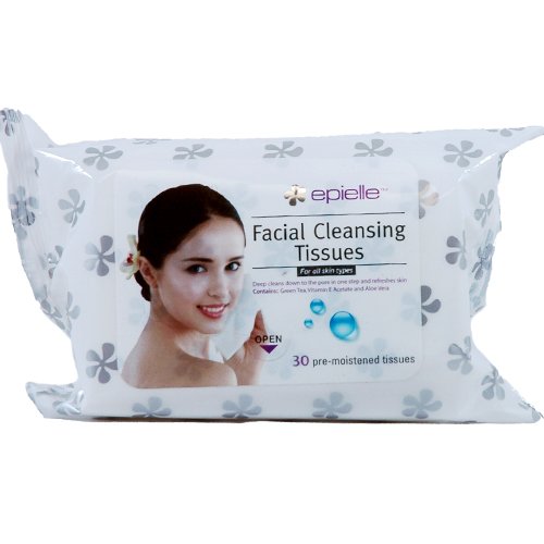 Epielle Facial Cleansing Tissues 30 pre-moistened tissues [3 Pack]