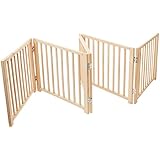 Four Paws 5 Panel Free Standing Walk Over Wooden Dog Gate, 48"-110"W by 17" H