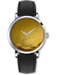 SPRAWL Aanalog Fashion Series Silver Ladies Watches of Genuine Black Leather Strap,Unique Wrist Watch for Women Girls Designed with map