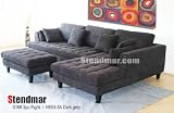 3pc New Modern Dark Grey Microfiber Sectional Sofa Chaise Ottoman Set S168R