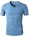 H2H Mens Casual Slim Fit Short Sleeve Crew-Neck Solid Color T-Shirts Sky US S/Asia M (KMTTS0380)