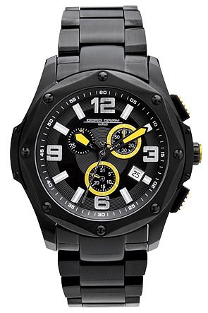 Jorg Gray 9100 Sport Chrono Black and Yellow 45mm Watch - Black/Yellow Dial, PVD Bracelet JG9100-11