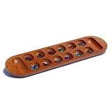 Coffee Table African Stone Game – Solid Wood with Walnut Stain