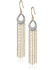 Sterling Silver Cubic-Zirconia White Round Tassel Earrings