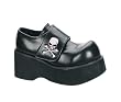 3 1/4 Inch Gothic Platform Shoes With Velcro Strap And White Skull Demonia