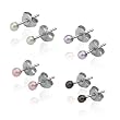 Freshwater Cultured Pearl 3mm Stud Earring Set of Four