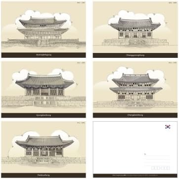 Korean Traditional Palace Postcard (Set in Chosun Dynasty. Set of 5 postcards)