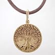 Round Detailed Tree of Life Pendant in Bronze on an 18" Brown Satin Cord, #8310