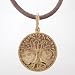 Round Celtic Detailed Tree of Life Pendant in Bronze on an 18" Brown Satin Cord, #8310