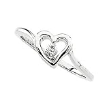 14K White Gold Diamond Heart Ring - 0.06 Ct.