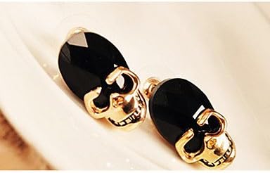 Suravitsell @(Skull) Multicolor Acrylic Stud Earrings(Black,Red,Transparent) (1 Pair) Black