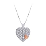 14K Two Tone Gold 1/2 ct. Diamond Heart Pendant with Chain