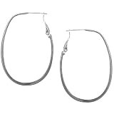 Sterling Silver 40mm Oval Clutchless Hoop Earrings