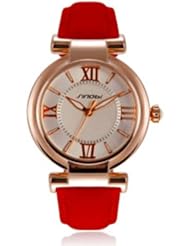 Pixnor® SINOBI Pu Leather Band Analog Quartz Women Watch Dress Wristwatch (Red + Golden)