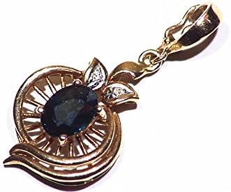 NICE Sapphire Faceted Blue 14K Yellow Gold Handmade Italy Fashion Classy Natural Healing Gemstone Pendant