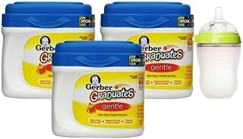 Gerber Graduates Gentle Infant & Toddler Formula (3 Pack) with Comotomo Silicone Feeding Bottle