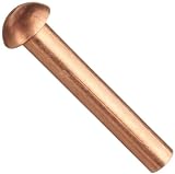 Copper Solid Rivet, Round Head, 3/8" Length, 1/8" Diameter, Pack Of 100