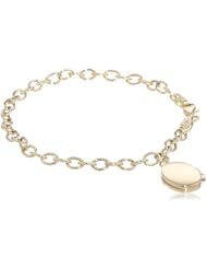 14k Yellow Gold Oval Link with Oval Locket Charm Bracelet, 7.5"