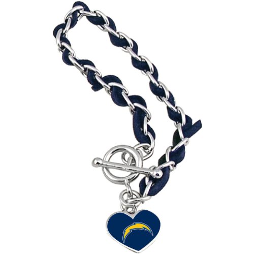 NFL San Diego Chargers Chain and Leather Strap Bracelet with Team Logo Charm