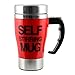 Tera 350ml HOT Stainless Plain Lazy Self Stirring Mug Auto Mixing Tea Coffee Cup Red Office Home Gift Novelty with Tera Dust Cloth