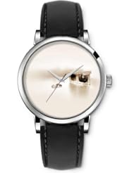 SPRAWL Aanalog Fashion Series Silver Ladies Watches of Genuine Black Leather Strap,Unique Wrist Watch for Women Girls Designed with Memories of Love