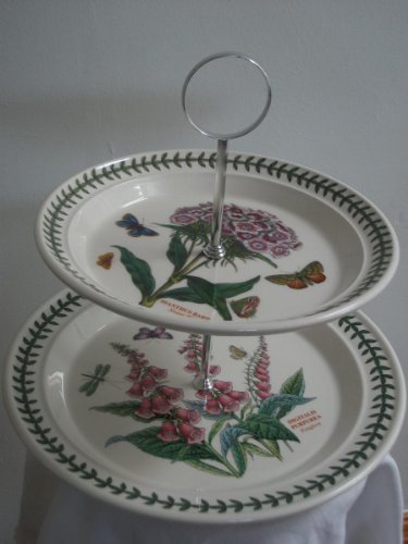 Portmeirion Bespoke 2 Tier Botanic Garden Cake Stand - Foxglove and Sweet William