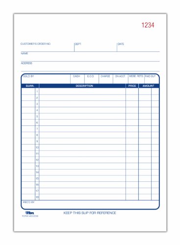 TOPS Sales Slip, Carbonless Duplicate, 5.5 x 7.87 Inches, 50