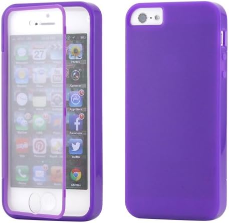 Purple Hybrid TPU Wrap Up Case w/ Built in Screen Protector Stand for iPhone 5/5S