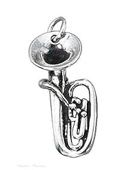 Sterling Silver 3D Musical Instrument Baritone or Tuba Charm