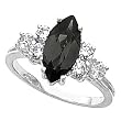 14K White Gold Onyx and Diamond Ring