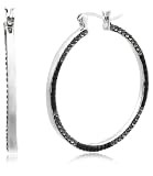 Sterling Silver Black and White Crystal Hoop Earrings by David Sigal