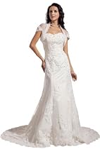 Hot Sale GEORGE BRIDE Designer Mermaid Lace Court Train Wedding Dress Size 10 White
