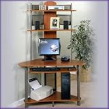 A-Tower Corner Computer Desk in Pewter/Cherry Finish By Studio RTA Furniture