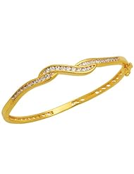 Trendy, Jewelry Cz Diamond Bangle Swiss Machine Cut, Embed Diamond 33 Pcs Diamond 1.5 Mm 1.7mm 1.9 Mm, Gold Coating 5 Microns Thick