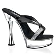 6 Inch Womens Sexy Shoes High Heel Evening Shoes Cone Heel With Rhinestones Black