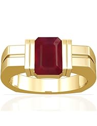 14K Yellow Gold Emerald Cut Ruby Solitaire Ring