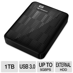 Western Digital My Passport 1 TB USB 3.0 Portable Hard Drive - WDBBEP0010BBK-NESN (Black)