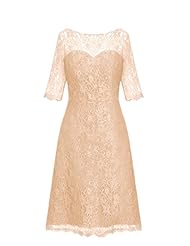 Bateau Neck Lace Bridesmaid Dress 