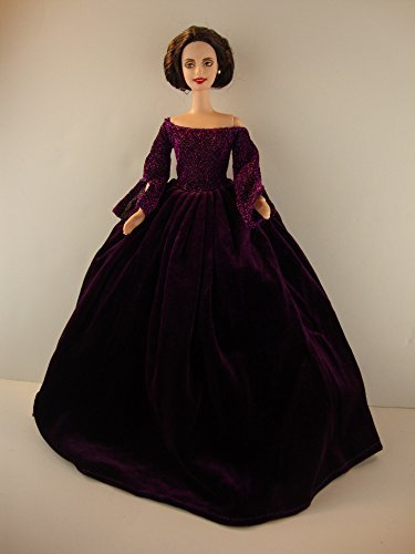 Stunning Gown in Purple with Velvet Skirt and Shimmery Bodice Made to Fit Barbie Doll