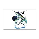 salt water fishing reels:38.5 x24.5 Wall Vinyl Sticker Sailfish Swordfish and Marlin Fishing