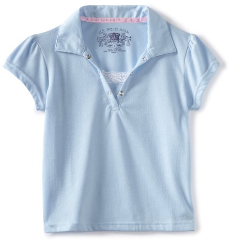 U.S. Polo Assn. School Uniform Girls' Short Sleeve Jersey Twofer Polo Shirt